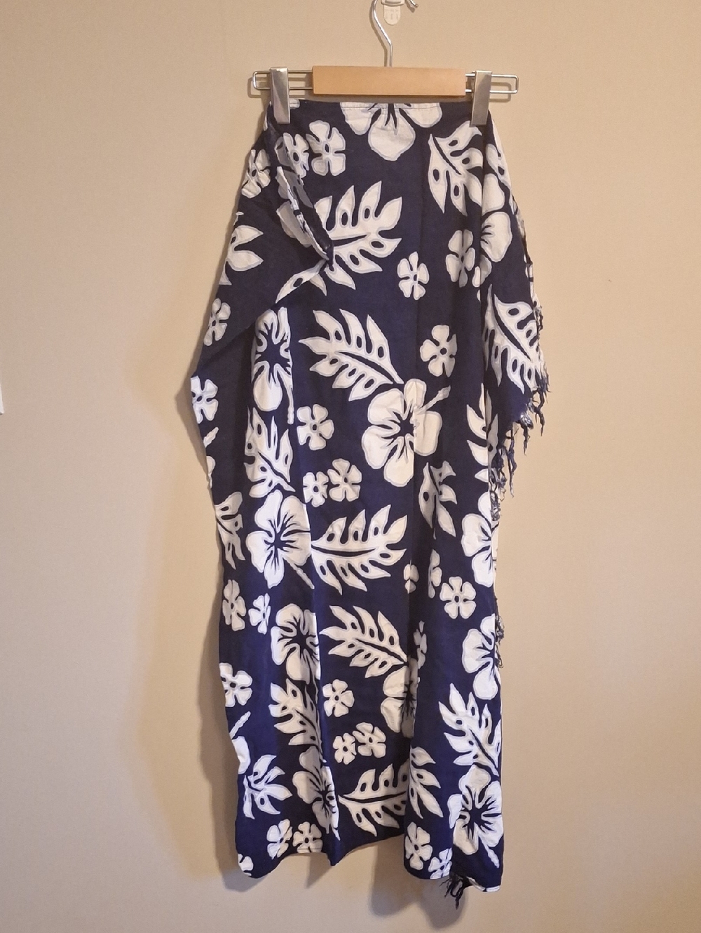 Navy and White Floral Sarong Wrap